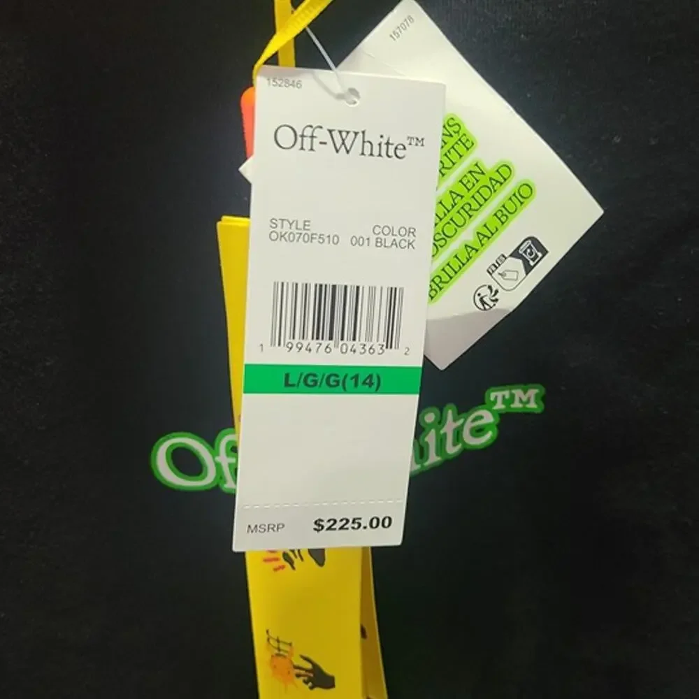 New Off-White Kids Logo T-Shirt Black Size Large (14) NWT MSRP $225 Designer Tee